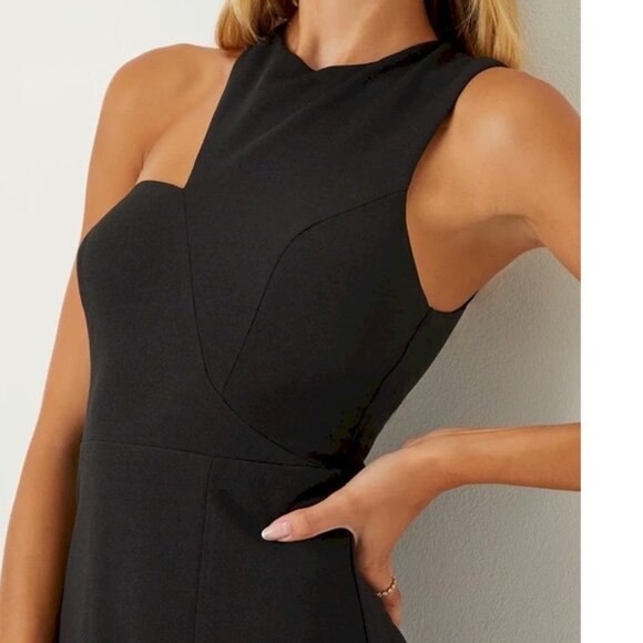 Lulus Poised Preparation Black Asymmetrical Column Maxi Dress Size XS NWOT - Picture 2 of 4